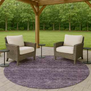 Dalyn Soft Essentials SE1 Plum Machine Washable Area Rug Round Outdoor Lifestyle Image Feature