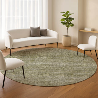 Dalyn Soft Essentials SE1 Sage Machine Washable Area Rug Round Lifestyle Image Feature