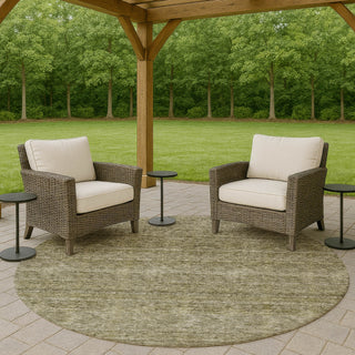 Dalyn Soft Essentials SE1 Sage Machine Washable Area Rug Round Outdoor Lifestyle Image Feature