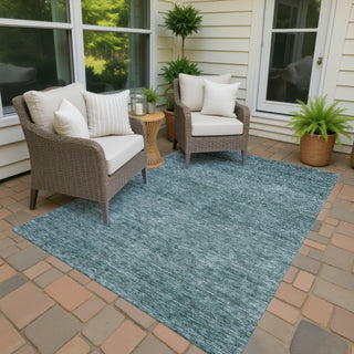 Dalyn Soft Essentials SE1 Teal Machine Washable Area Rug Outdoor Lifestyle Image Feature