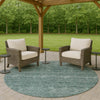 Dalyn Soft Essentials SE1 Teal Machine Washable Area Rug Round Outdoor Lifestyle Image Feature
