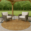 Dalyn Soft Essentials SE1 Walnut Machine Washable Area Rug Round Outdoor Lifestyle Image Feature