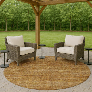 Dalyn Soft Essentials SE1 Walnut Machine Washable Area Rug Round Outdoor Lifestyle Image Feature
