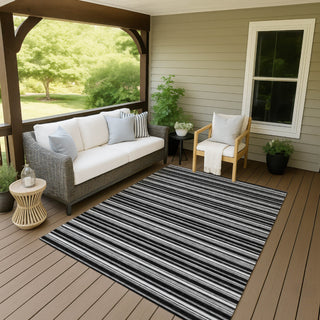 Dalyn Soft Essentials SE2 Black Machine Washable Area Rug Outdoor Lifestyle Image Feature
