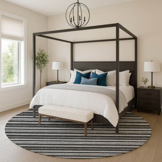 Dalyn Soft Essentials SE2 Black Machine Washable Area Rug Round Lifestyle Image Feature