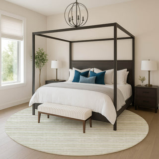 Dalyn Soft Essentials SE2 Celery Machine Washable Area Rug Round Lifestyle Image Feature