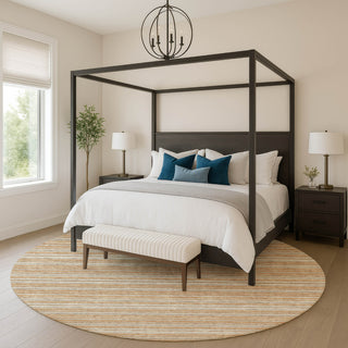 Dalyn Soft Essentials SE2 Copper Machine Washable Area Rug Round Lifestyle Image Feature