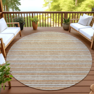 Dalyn Soft Essentials SE2 Copper Machine Washable Area Rug Round Outdoor Lifestyle Image Feature
