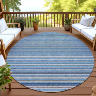 Dalyn Soft Essentials SE2 Denim Machine Washable Area Rug Round Outdoor Lifestyle Image Feature