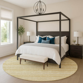 Dalyn Soft Essentials SE2 Gold Machine Washable Area Rug Round Lifestyle Image Feature
