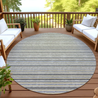 Dalyn Soft Essentials SE2 Granite Machine Washable Area Rug Round Outdoor Lifestyle Image Feature