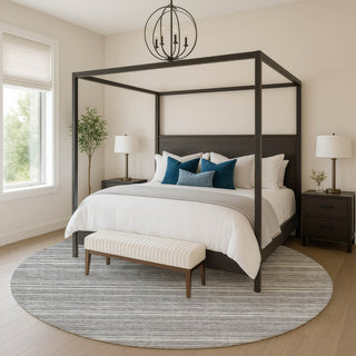Dalyn Soft Essentials SE2 Gray Machine Washable Area Rug Round Lifestyle Image Feature
