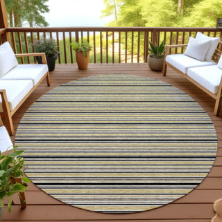 Dalyn Soft Essentials SE2 Honey Machine Washable Area Rug Round Outdoor Lifestyle Image Feature