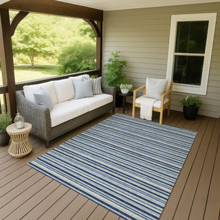 Dalyn Soft Essentials SE2 Navy Machine Washable Area Rug Outdoor Lifestyle Image Feature