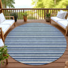 Dalyn Soft Essentials SE2 Navy Machine Washable Area Rug Round Outdoor Lifestyle Image Feature