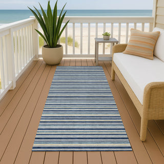 Dalyn Soft Essentials SE2 Navy Machine Washable Area Rug Runner Outdoor Lifestyle Image Feature