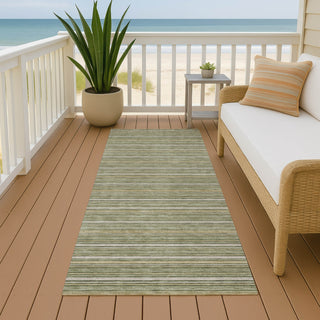 Dalyn Soft Essentials SE2 Olive Machine Washable Area Rug Runner Outdoor Lifestyle Image Feature