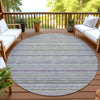 Dalyn Soft Essentials SE2 Pewter Machine Washable Area Rug Round Outdoor Lifestyle Image Feature