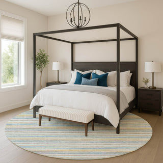 Dalyn Soft Essentials SE2 Seaside Machine Washable Area Rug Round Lifestyle Image Feature