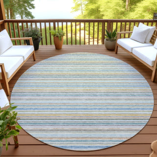 Dalyn Soft Essentials SE2 Seaside Machine Washable Area Rug Round Outdoor Lifestyle Image Feature
