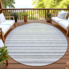 Dalyn Soft Essentials SE2 Silver Machine Washable Area Rug Round Outdoor Lifestyle Image Feature
