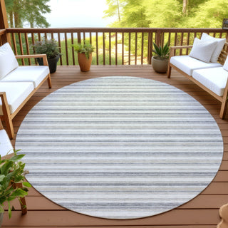 Dalyn Soft Essentials SE2 Silver Machine Washable Area Rug Round Outdoor Lifestyle Image Feature