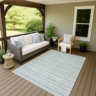 Dalyn Soft Essentials SE2 Sky Machine Washable Area Rug Outdoor Lifestyle Image Feature