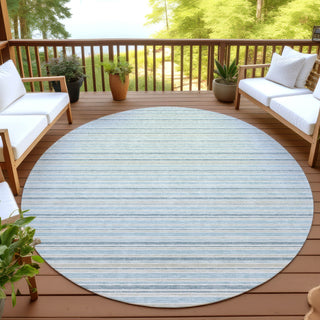 Dalyn Soft Essentials SE2 Sky Machine Washable Area Rug Round Outdoor Lifestyle Image Feature