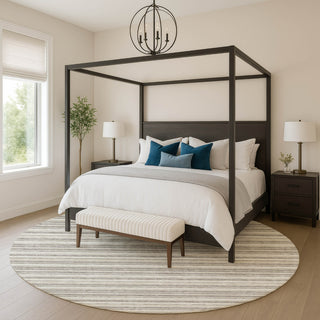 Dalyn Soft Essentials SE2 Taupe Machine Washable Area Rug Round Lifestyle Image Feature