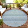Dalyn Soft Essentials SE2 Teal Machine Washable Area Rug Round Outdoor Lifestyle Image Feature