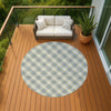 Dalyn Soft Essentials SE3 Blue Machine Washable Area Rug Round Outdoor Lifestyle Image Feature