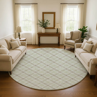 Dalyn Soft Essentials SE3 Celery Machine Washable Area Rug Round Lifestyle Image Feature