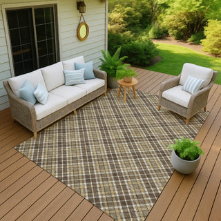 Dalyn Soft Essentials SE3 Chocolate Machine Washable Area Rug Outdoor Lifestyle Image Feature