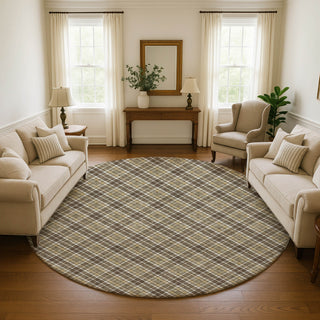 Dalyn Soft Essentials SE3 Chocolate Machine Washable Area Rug Round Lifestyle Image Feature