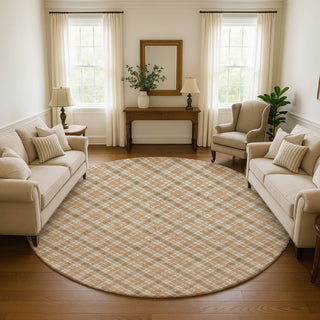 Dalyn Soft Essentials SE3 Copper Machine Washable Area Rug Round Lifestyle Image Feature