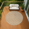 Dalyn Soft Essentials SE3 Copper Machine Washable Area Rug Round Outdoor Lifestyle Image Feature