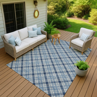 Dalyn Soft Essentials SE3 Denim Machine Washable Area Rug Outdoor Lifestyle Image Feature