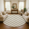 Dalyn Soft Essentials SE3 Ivory Machine Washable Area Rug Round Lifestyle Image Feature