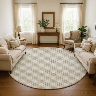 Dalyn Soft Essentials SE3 Ivory Machine Washable Area Rug Round Lifestyle Image Feature