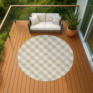 Dalyn Soft Essentials SE3 Ivory Machine Washable Area Rug Round Outdoor Lifestyle Image Feature