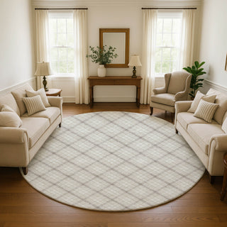 Dalyn Soft Essentials SE3 Linen Machine Washable Area Rug Round Lifestyle Image Feature