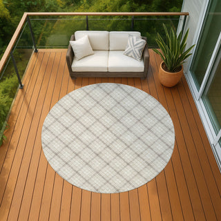 Dalyn Soft Essentials SE3 Linen Machine Washable Area Rug Round Outdoor Lifestyle Image Feature