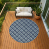 Dalyn Soft Essentials SE3 Navy Machine Washable Area Rug Round Outdoor Lifestyle Image Feature