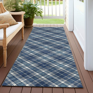 Dalyn Soft Essentials SE3 Navy Machine Washable Area Rug Runner Outdoor Lifestyle Image Feature