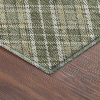 Dalyn Soft Essentials SE3 Olive Machine Washable Area Rug Corner Image