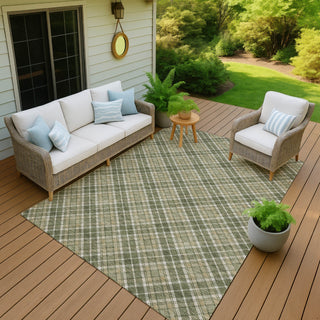 Dalyn Soft Essentials SE3 Olive Machine Washable Area Rug Outdoor Lifestyle Image Feature