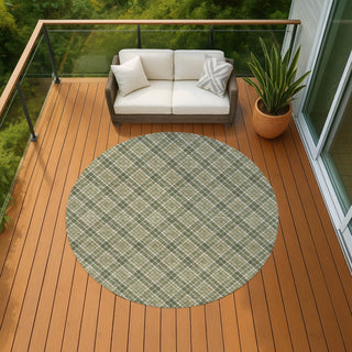 Dalyn Soft Essentials SE3 Olive Machine Washable Area Rug Round Outdoor Lifestyle Image Feature