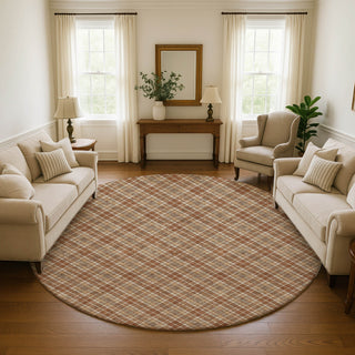 Dalyn Soft Essentials SE3 Paprika Machine Washable Area Rug Round Lifestyle Image Feature