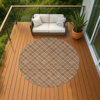 Dalyn Soft Essentials SE3 Paprika Machine Washable Area Rug Round Outdoor Lifestyle Image Feature