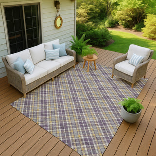 Dalyn Soft Essentials SE3 Plum Machine Washable Area Rug Outdoor Lifestyle Image Feature